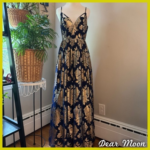 Dear Moon Blue + Gold Gown - Picture 1 of 6